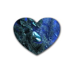 Shiny Blue Pebbles Rubber Coaster (heart)  by linceazul