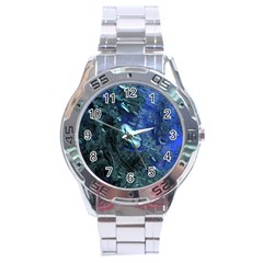 Shiny Blue Pebbles Stainless Steel Analogue Watch by linceazul