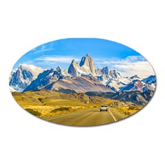 Snowy Andes Mountains, El Chalten, Argentina Oval Magnet by dflcprints