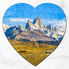 Snowy Andes Mountains, El Chalten, Argentina Jigsaw Puzzle (heart) by dflcprints