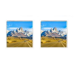 Snowy Andes Mountains, El Chalten, Argentina Cufflinks (square) by dflcprints