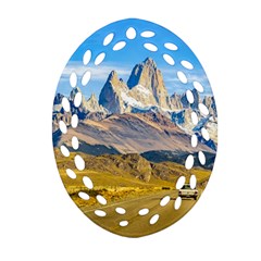 Snowy Andes Mountains, El Chalten, Argentina Oval Filigree Ornament (two Sides) by dflcprints