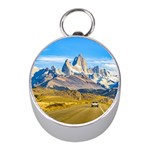 Snowy Andes Mountains, El Chalten, Argentina Mini Silver Compasses Front