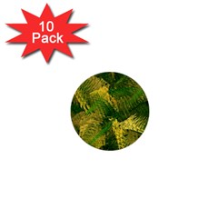 Green And Gold Abstract 1  Mini Buttons (10 Pack)  by linceazul