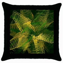 Green And Gold Abstract Throw Pillow Case (black) by linceazul