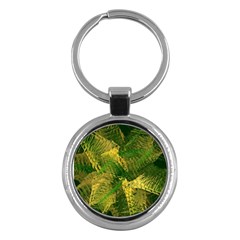 Green And Gold Abstract Key Chains (round)  by linceazul