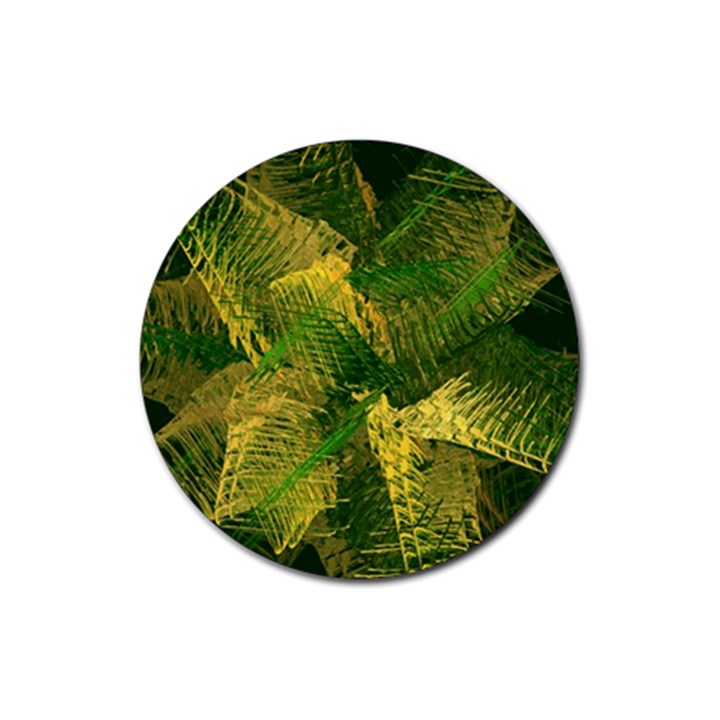 Green And Gold Abstract Rubber Coaster (Round) 