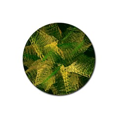 Green And Gold Abstract Rubber Round Coaster (4 Pack)  by linceazul