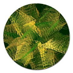 Green And Gold Abstract Magnet 5  (round) by linceazul