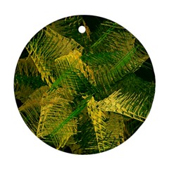 Green And Gold Abstract Round Ornament (two Sides) by linceazul