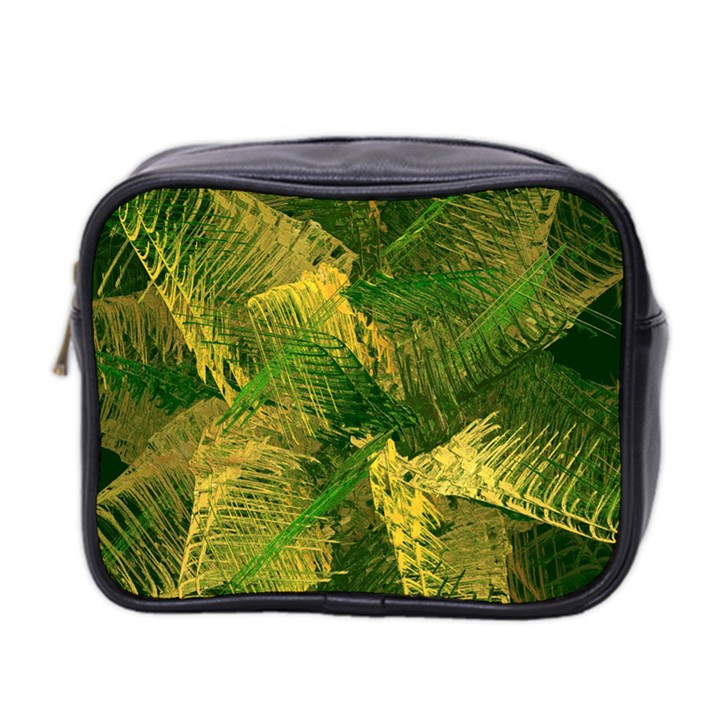 Green And Gold Abstract Mini Toiletries Bag 2-Side