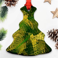 Green And Gold Abstract Christmas Tree Ornament (two Sides) by linceazul