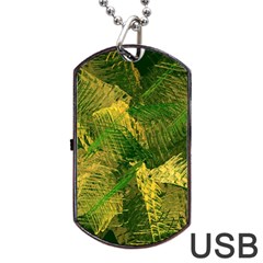 Green And Gold Abstract Dog Tag Usb Flash (two Sides) by linceazul