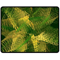 Green And Gold Abstract Double Sided Fleece Blanket (medium)  by linceazul