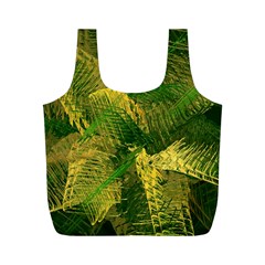 Green And Gold Abstract Full Print Recycle Bags (m) 