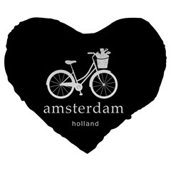 Amsterdam Large 19  Premium Flano Heart Shape Cushions by Valentinaart