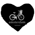 Amsterdam Large 19  Premium Flano Heart Shape Cushions Front