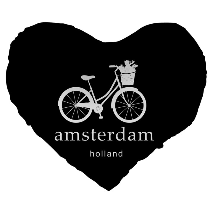 Amsterdam Large 19  Premium Flano Heart Shape Cushions