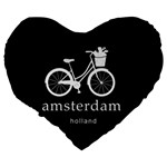 Amsterdam Large 19  Premium Flano Heart Shape Cushions Back