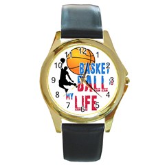 Basketball Is My Life Round Gold Metal Watch by Valentinaart