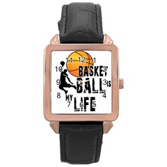 Basketball Is My Life Rose Gold Leather Watch  by Valentinaart