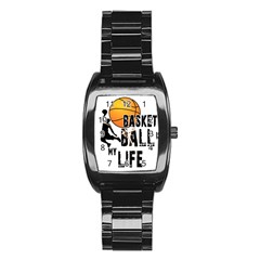 Basketball Is My Life Stainless Steel Barrel Watch by Valentinaart