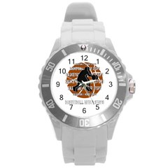 Basketball Never Stops Round Plastic Sport Watch (l) by Valentinaart