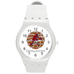 Basketball Never Stops Round Plastic Sport Watch (m) by Valentinaart