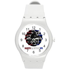 Basketball Never Stops Round Plastic Sport Watch (m) by Valentinaart