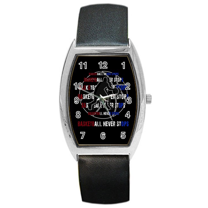 Basketball never stops Barrel Style Metal Watch