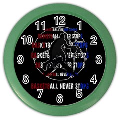 Basketball Never Stops Color Wall Clocks by Valentinaart