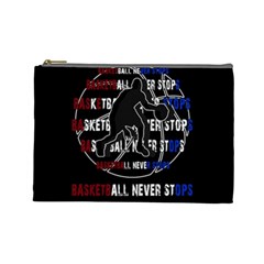 Basketball Never Stops Cosmetic Bag (large)  by Valentinaart