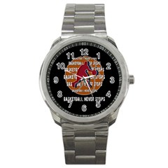 Basketball Never Stops Sport Metal Watch by Valentinaart