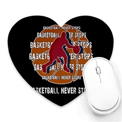 Basketball Never Stops Heart Mousepads by Valentinaart