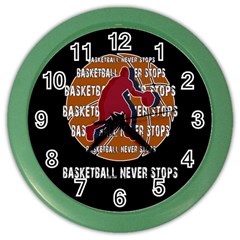 Basketball Never Stops Color Wall Clocks by Valentinaart