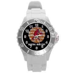 Basketball Never Stops Round Plastic Sport Watch (l) by Valentinaart