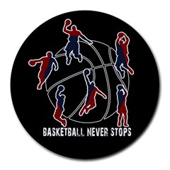 Basketball Never Stops Round Mousepads by Valentinaart