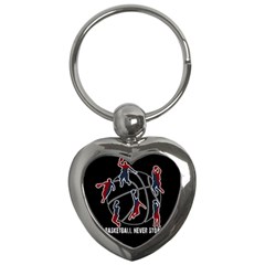 Basketball Never Stops Key Chains (heart)  by Valentinaart