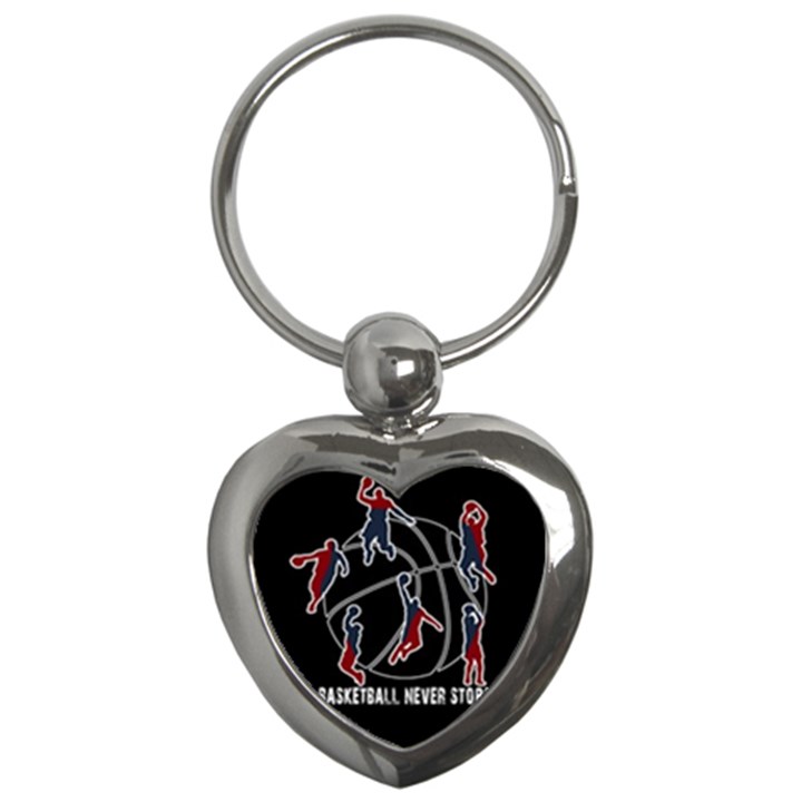 Basketball never stops Key Chains (Heart) 