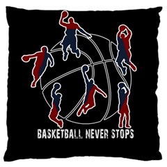 Basketball Never Stops Large Cushion Case (one Side) by Valentinaart