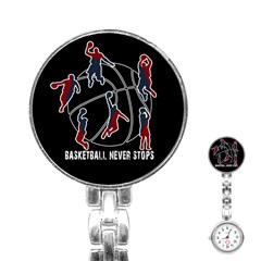 Basketball Never Stops Stainless Steel Nurses Watch by Valentinaart