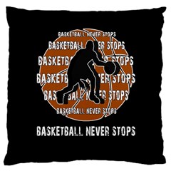 Basketball Never Stops Large Cushion Case (two Sides) by Valentinaart