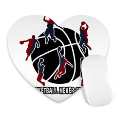 Basketball Never Stops Heart Mousepads by Valentinaart