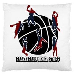 Basketball Never Stops Large Cushion Case (one Side) by Valentinaart