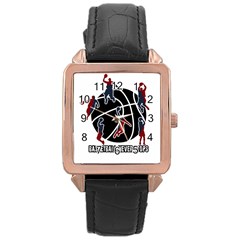 Basketball Never Stops Rose Gold Leather Watch  by Valentinaart