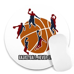 Basketball Never Stops Round Mousepads by Valentinaart