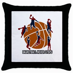 Basketball Never Stops Throw Pillow Case (black) by Valentinaart