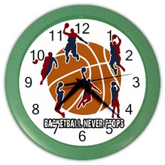 Basketball Never Stops Color Wall Clocks by Valentinaart