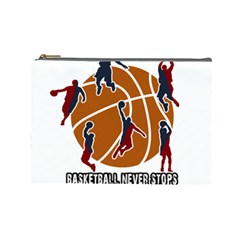 Basketball Never Stops Cosmetic Bag (large)  by Valentinaart