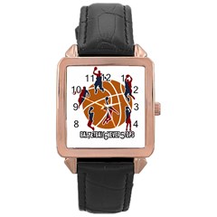 Basketball Never Stops Rose Gold Leather Watch  by Valentinaart